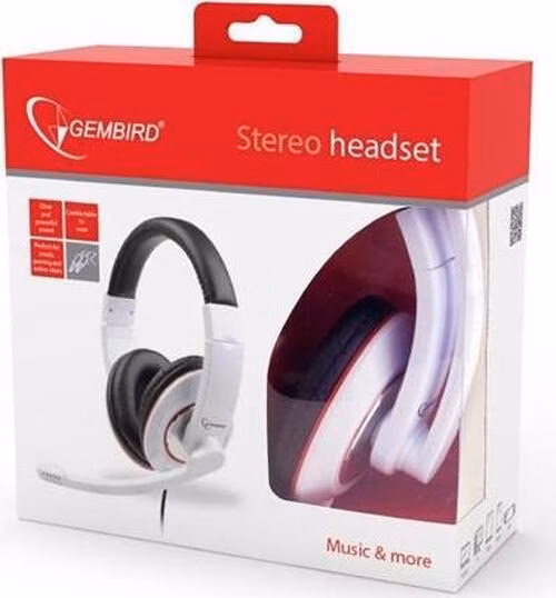Gembird Stereo headset s mikrofónom, 2 x 3.5 mm miniJack, biely