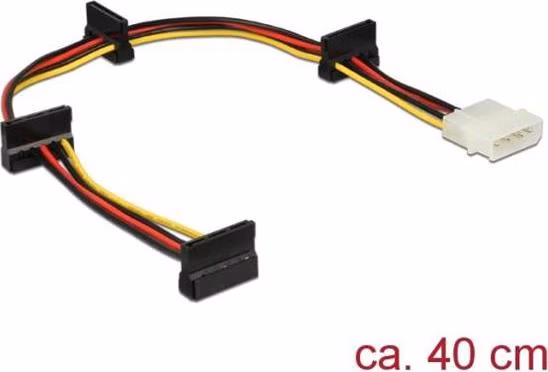 Delock Napájecí kabel Molex 4 pin samec > 4 x SATA 15 pin samice 40 cm