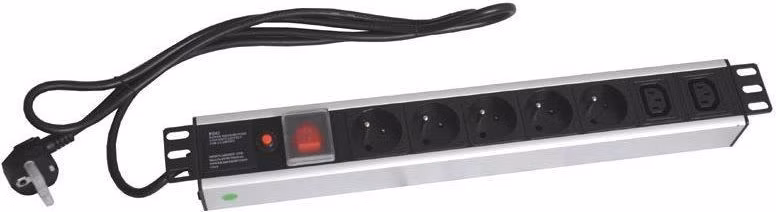 19" rozvodný panel XtendLan 5x230V, 2xIEC320-C13, ČSN, vypínač, indikátor napětí, nadproudová ochrana, kabel 1,8m, 1,5U