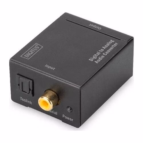 Digitus Převod z digitálního na analogový s kovovým pouzdrem Coaxial/Toslink na BNC (Cinch), napájení 5V / 1A
