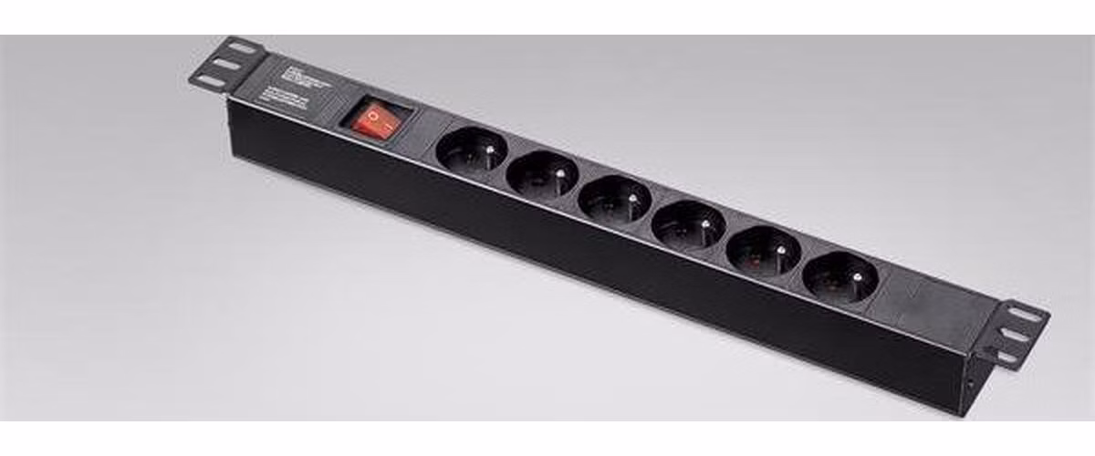 Eurocase 19" rozvodný panel so zásuvkami 6x 230V French Shuko