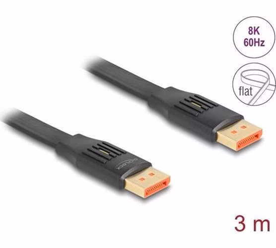 Delock DisplayPort Plochý stuhový kabel 8K 60 Hz 3 m