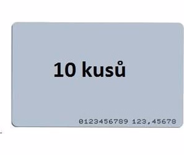 Karta ISO v balení 10 ks , RFID 125 kHz EM4200, RO, vytlačené číslo štítku na karte