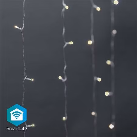 Nedis WIFILXC01W200 SmartLife světelný řetěz | Záclona | Wi-Fi | Teplá Bílá | 200 LED's | 3.00 m | Android/IOS