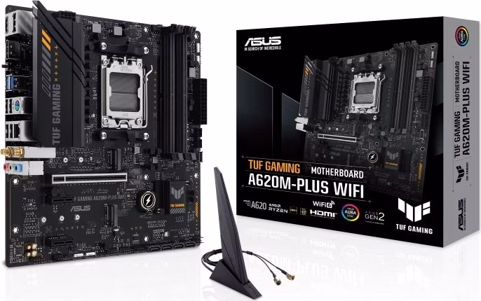 BAZAR - ASUS MB Sc AM5 TUF GAMING A620M-PLUS WIFI, AMD A620, 4xDDR5, 1xHDMI, 2xDP, mATX - Po opravě (Bez příšlušenství)