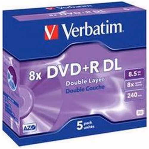 VERBATIM DVD+R DL AZO 8,5GB, 8x, jewel case 5 ks