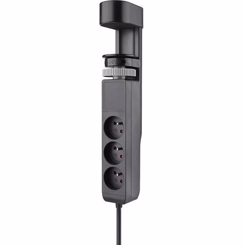 Solight 3z + USB A+C přenosné stolní zásuvky, 2m, černá, USB rychlonabíječka 20W PD