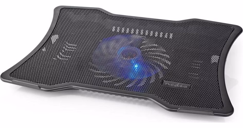 NEDIS stojan na notebook/ univerzální/ pro notebooky do 17"/ 1x ventilátor 125 mm/ USB/ plast-kov/ černý