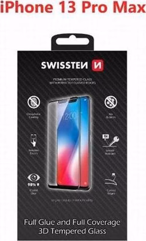 SWISSTEN OCHRANNÉ SKLO ULTRA DURABLE 3D APPLE IPHONE 13 Pro Max ČERNÉ