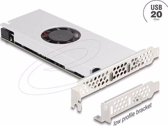 Delock Karta PCI Express x16 na 2 x USB 20 Gb/s USB Type-C Dual Channel s ventilátorem a chladičem , nízkoprofilové