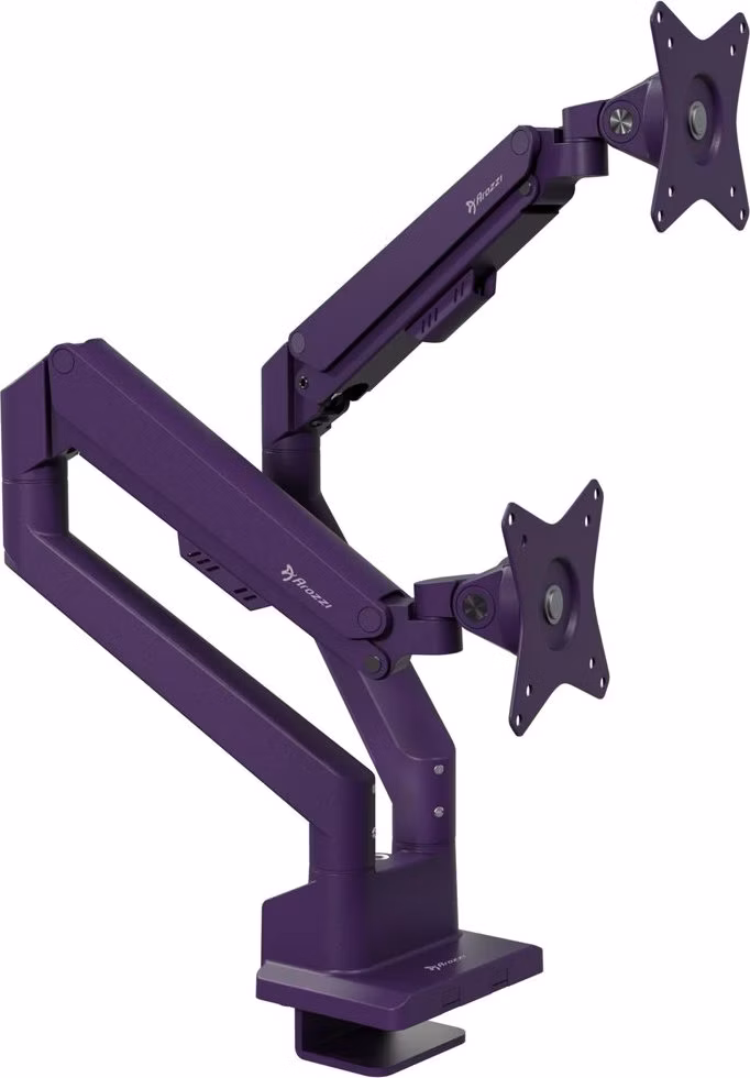 AROZZI ALZARE NEO DUO Purple/ stolní držák pro 2 monitory/ plynový píst/ kovový/ fialový