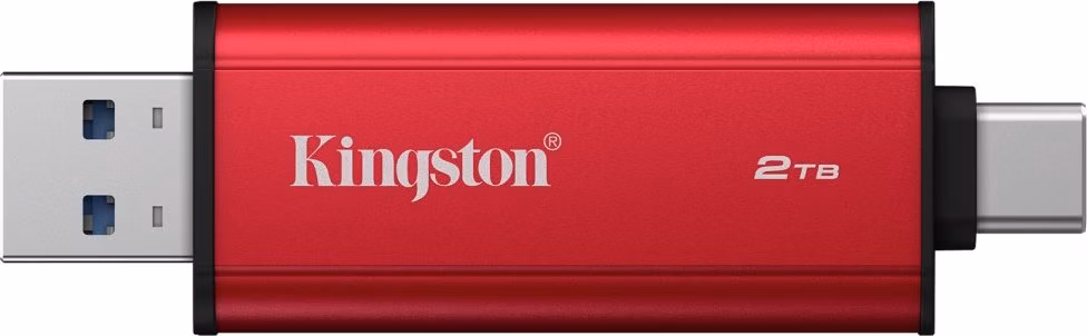KINGSTON Dual Portable SSD 2TB SSD / externí SSD / USB type A + C / USB 3.2 Gen 2x2 / černo-červený