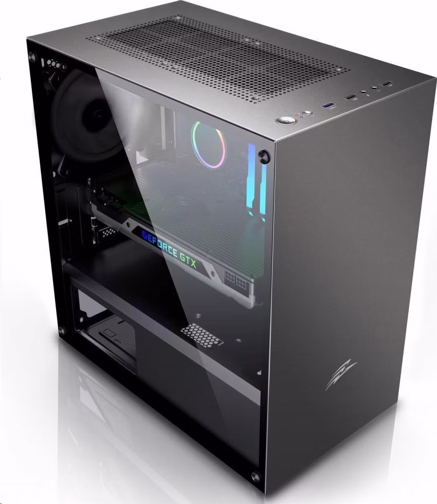 BAZAR - EVOLVEO M4, case mATX, 1x120mm PWM ventilátor, průhledná bočnice, černá - Poškozený obal (Komplet)