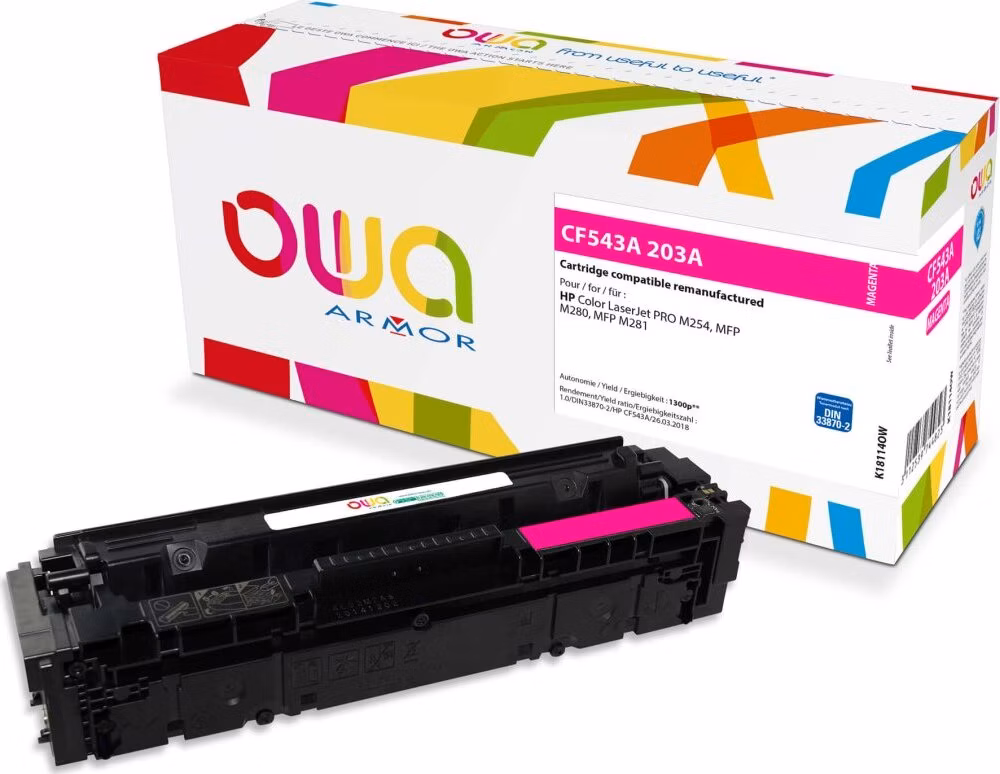 OWA Armor toner pre HP Color LaserJet Pro M254, Pro MFP M280, Pro MFP M281,CF543A,1300 str.červená/magenta (CF543A)
