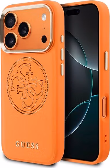 Guess PU Perforated 4G Logo MagSafe kryt iPhone 17 Pro oranžový