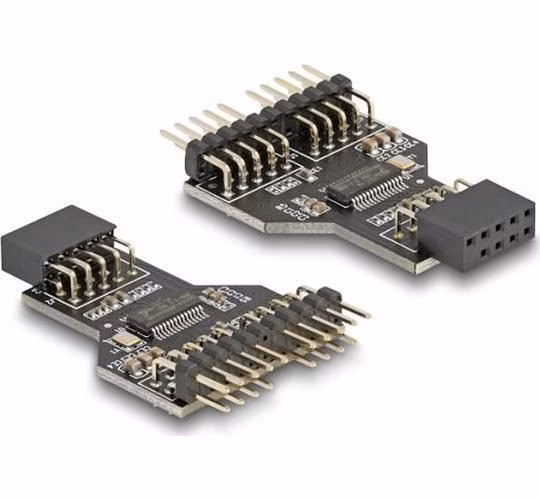Delock Hub USB 2.0 z devítipinového zásuvkového konektoru Pin Header na 2 x 9 pinové zástrčkové konektory Pin Header