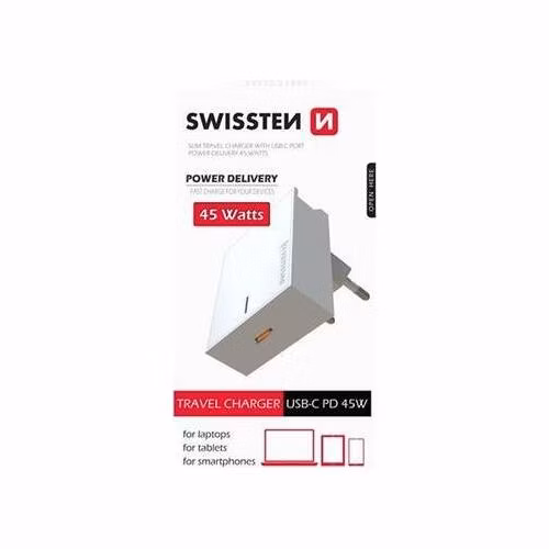 SWISSTEN SÍŤOVÝ ADAPTÉR PD3.0 45W BÍLÝ
