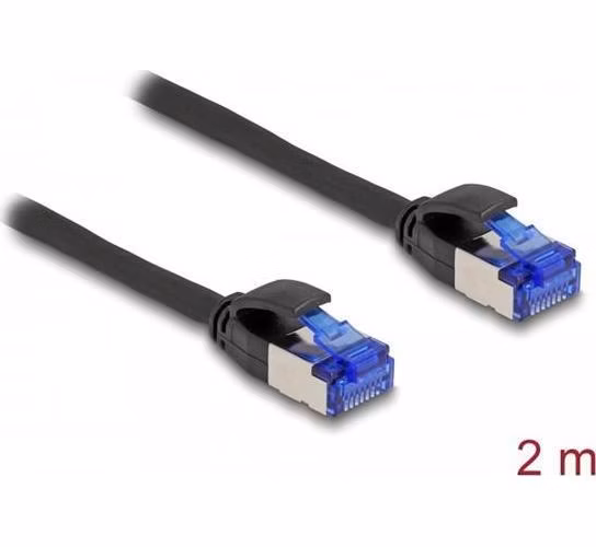 Delock Síťový kabel RJ45, Cat.6A, S/FTP, tenký, 2 m, černý
