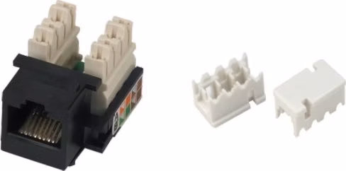 XtendLan Keystone jack RJ45, narážecí, CAT5e, UTP, s krytkami proti prachu, černý