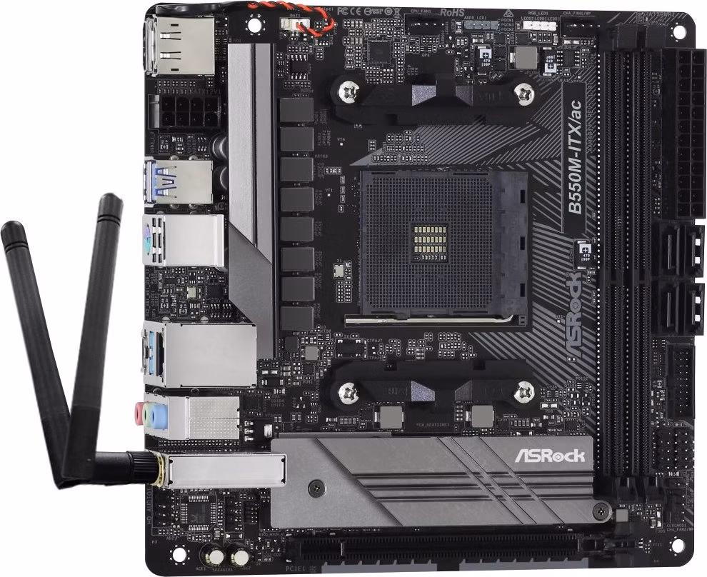ASRock B550M-ITX/ac / AMD B550 / AM4 / 2x DDR4 DIMM / HDMI / DP / M.2 / WiFi /Mini-ITX