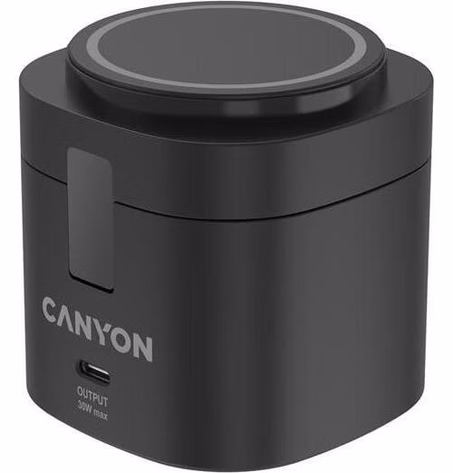 Canyon WS-405, 4v1, bezdrôtová Qi2 nabíjacia stanica pre 4 zariadenia s 65W nabíjačkou, čierna