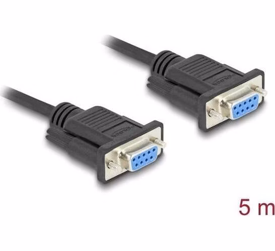 Delock Sériový kabel rozhraní RS-232 D-Sub9, ze zásuvkový na zásuvkový, délky 5 m