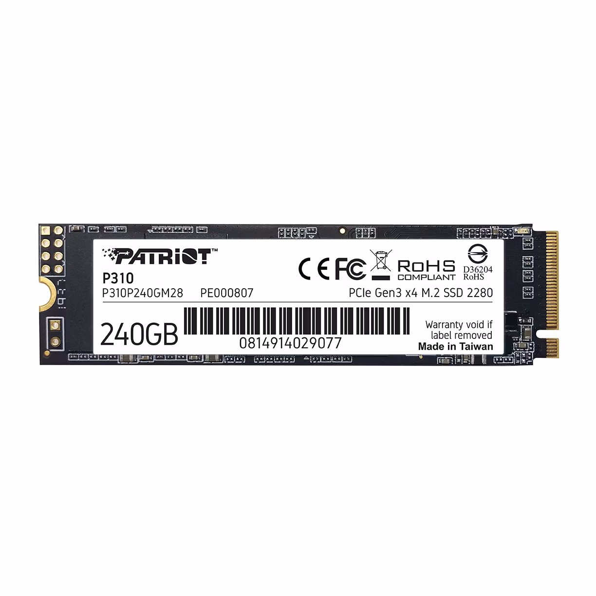 PATRIOT P310 240GB SSD / Interní / M.2 PCIe Gen3 x4 NVMe 1.3 / 2280