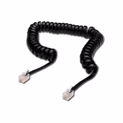 Digitus kabel RJ10 pro telefonní sluchátko, kroucený, černý, délka 2 metry