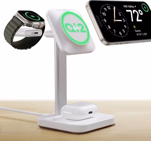 ESR Qi2 3-in-1 Watch Wireless Charging Set - White