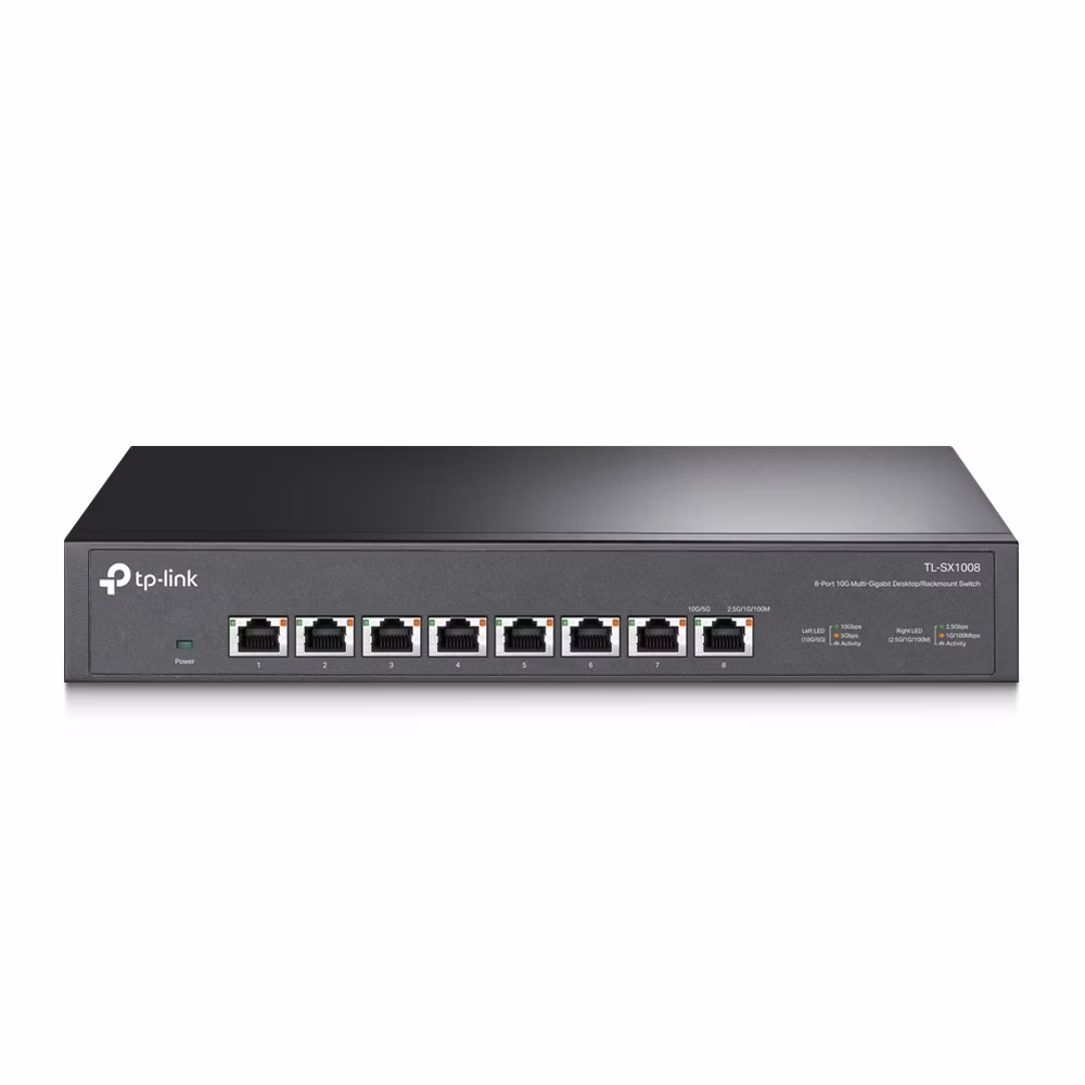 8-Port 10G Multi-Gigabit Switch PORT: 8× 10G RJ45 Ports SPEC: 1U 13-inch Rack-mountable Steel Case FEATURE: Plug and Pla