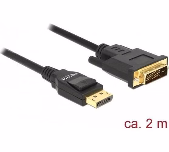 Delock Kabel DisplayPort 1.2 samec > DVI 24+1 samec pasivní 4K 30 Hz 2 m černý