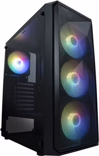 VeinX case ME19A Mid Tower, bez zdroje, 1x USB3.0, 1x USB2.0, 4x 120mm ARGB Fan, 1x ARGB Controller, černá