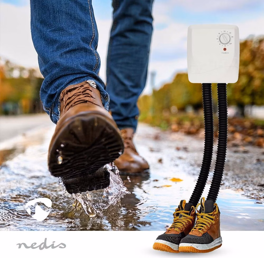 NEDIS vysoušeč obuvi/ 250 W/ 45 °C/ pro jeden pár bot/ ochrana proti přehřátí/ bílý