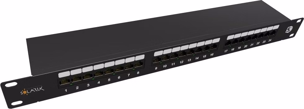 Solarix Patch panel 24 x RJ45 CAT5E STP černý 1U SX24-5E-STP-BK-N