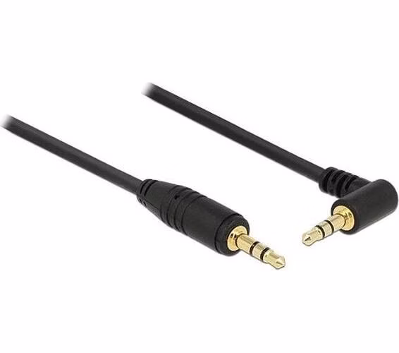 Delock Stereo Jack Cable 3.5 mm 3 pin male > male angled 1 m black