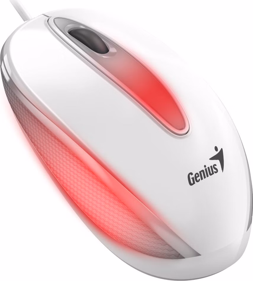 Genius DX-Mini / Myš, drátová, optická, 1000DPI, 3 tlačítka, USB, RGB LED, bílá