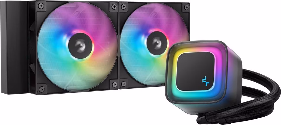 DEEPCOOL vodní chladič LE240 V2 / 2x120 PWM ARGB fan / displej / černý