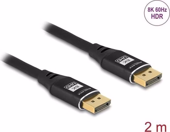 Delock DisplayPort kabel 8K 60 Hz 2 m černý kov