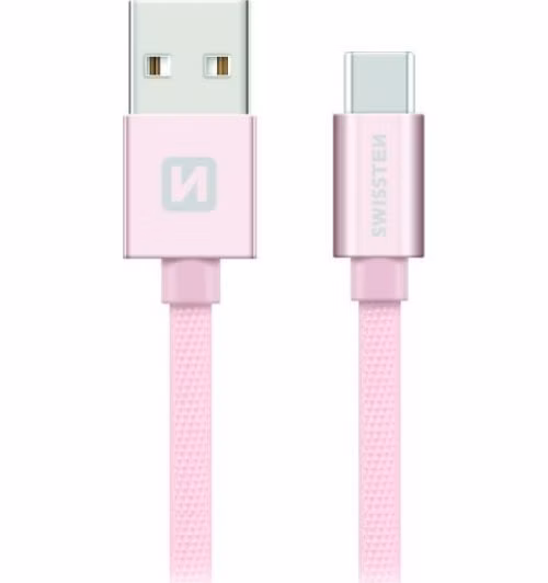 Swissten Datový Kabel Textile Usb / Usb-C 1,2 M Růžovo/Zlatý