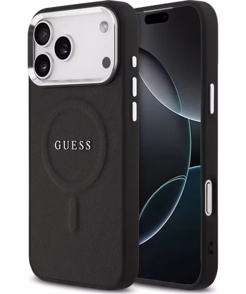 Guess PU Saffiano MagSafe kryt iPhone 17 Pro Max čierny