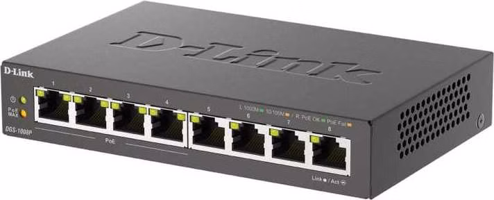 D-Link DGS-1008P/E 8-port 10/100/1000 Desktop Switch w/ 4 PoE Ports