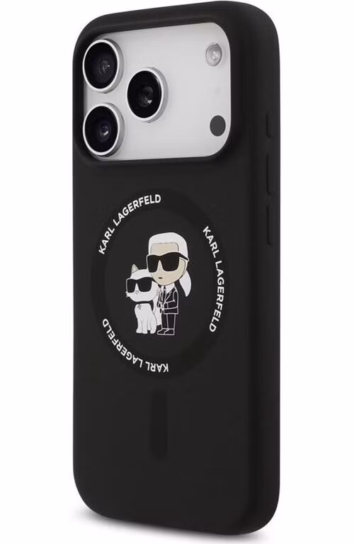 Karl Lagerfeld Liquid Silicone Karl and Choupette MagSafe kryt iPhone 18 Pro Max čierny