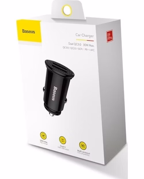 Baseus rýchlonabíjačka do auta 2xUSB QC3.0 30W čierna
