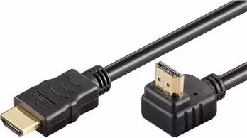 PremiumCord HDMI High Speed+Ethernet kabel, zlacený zahnutý konektor 90° 1m
