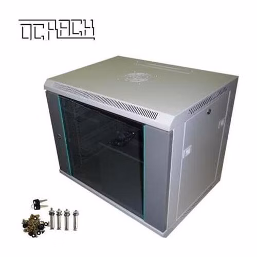OCRACK 19" OCC-09U-45SBK rozvaděč nástěnný 9U/450mm celoskleněné dveře - černý