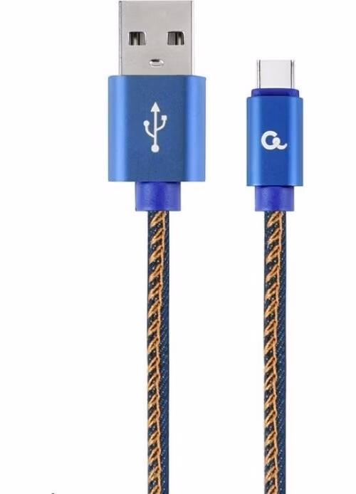 GEMBIRD CABLEXPERT USB 2.0 Kábel AM na typ C (AM/CM), 2 m, opletený, džínsy, blister, PREMIUM KVALITA