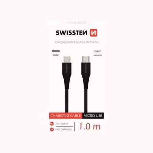 DATOVÝ KABEL SWISSTEN USB-C / MICRO USB 1,0 M ČERNÝ