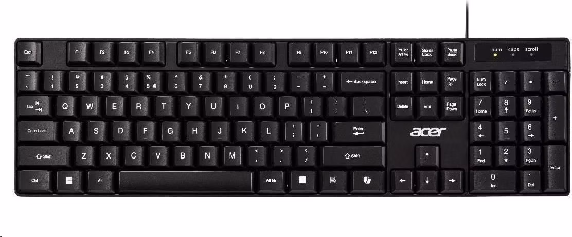 ACER drátová klávesnice AKW100,USB 2.0,5 mil. úhozů,voděodolná,Black
