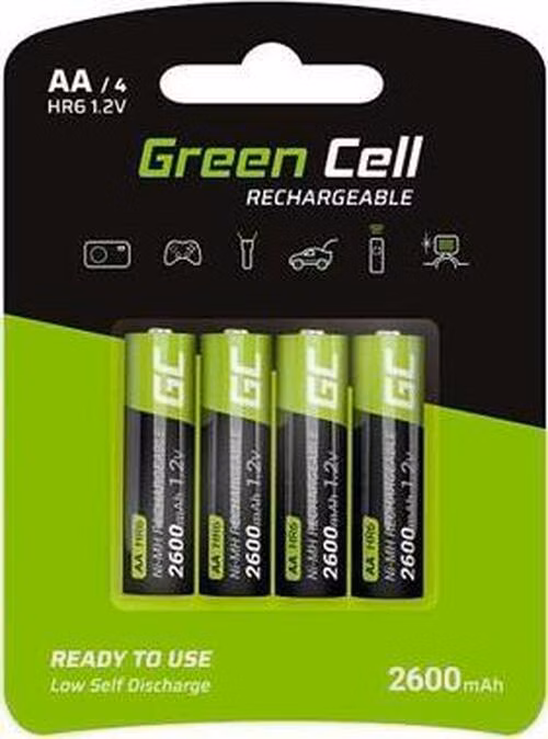 Green Cell Rechargeable Batteries 4x AA R6 2600mAh