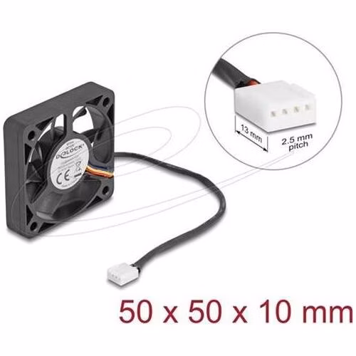 Delock Axiální ventilátor: 12 V DC, 50 x 50 x 10 mm, černý
